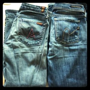 Two pairs of designer jeans, size 27
